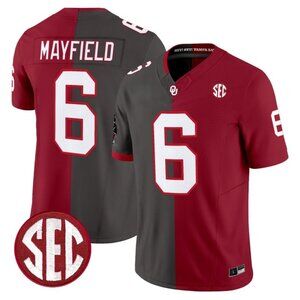 Mens Youths Kids Baker Mayfield Vapor Stitched Jersey Gray Red